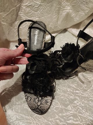 sandalias tacón negras  talla 39