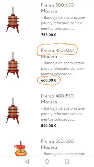 Prensa uva para hacer vino