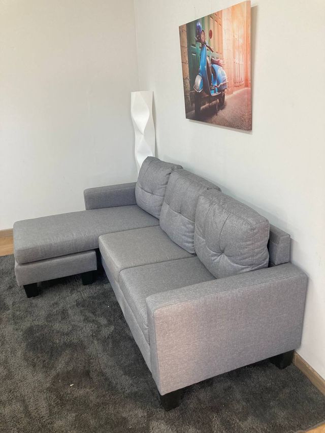 Sofa Gris Claro de Tela - Sofa Cann 3 Plazas