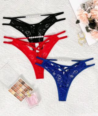 TALLA XS.CON ETIQUETA.3 tangas sexys perlas 