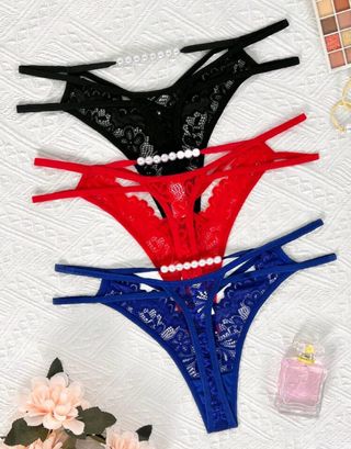 TALLA XS.CON ETIQUETA.3 tangas sexys perlas 