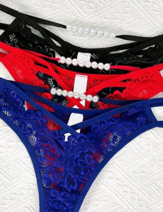 TALLA XS.CON ETIQUETA.3 tangas sexys perlas 