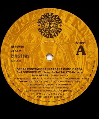 Vinilo Alain Weber. Obras contemporaneas oboe arpa