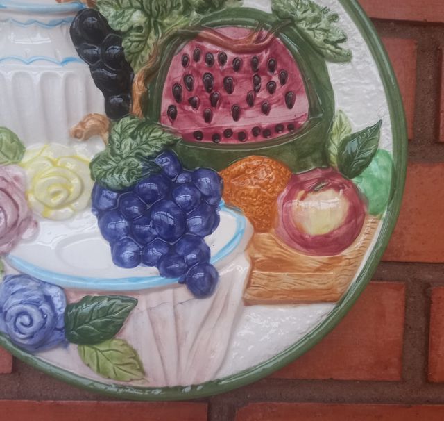 Plato Grande Cerámica Frutas Vintage