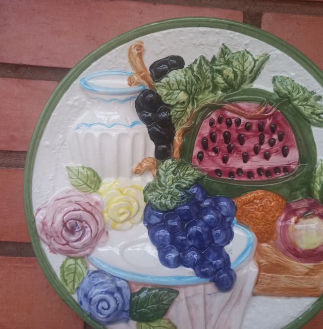 Plato Grande Cerámica Frutas Vintage