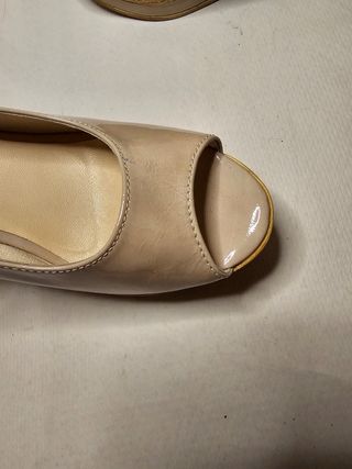 Sandalias tacon plataforma piel beish 41