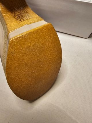 Sandalias tacon plataforma piel beish 41