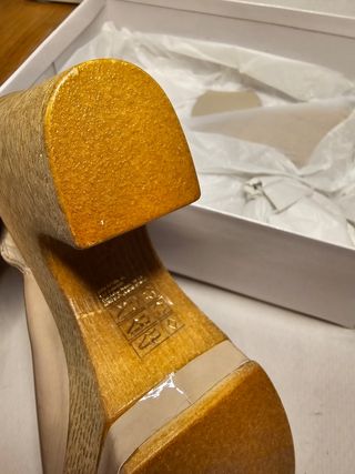 Sandalias tacon plataforma piel beish 41