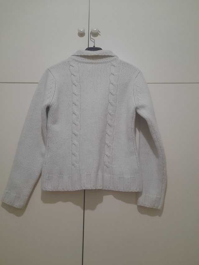 Cárdigan lana marfil talla M, marca Lola