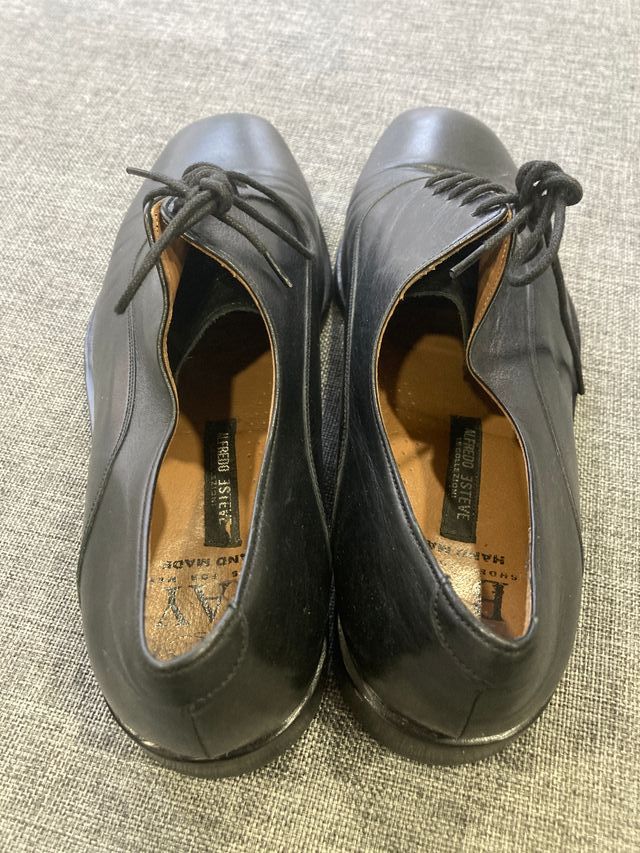 Zapatos Bay Derby negro pala lisa punta americana