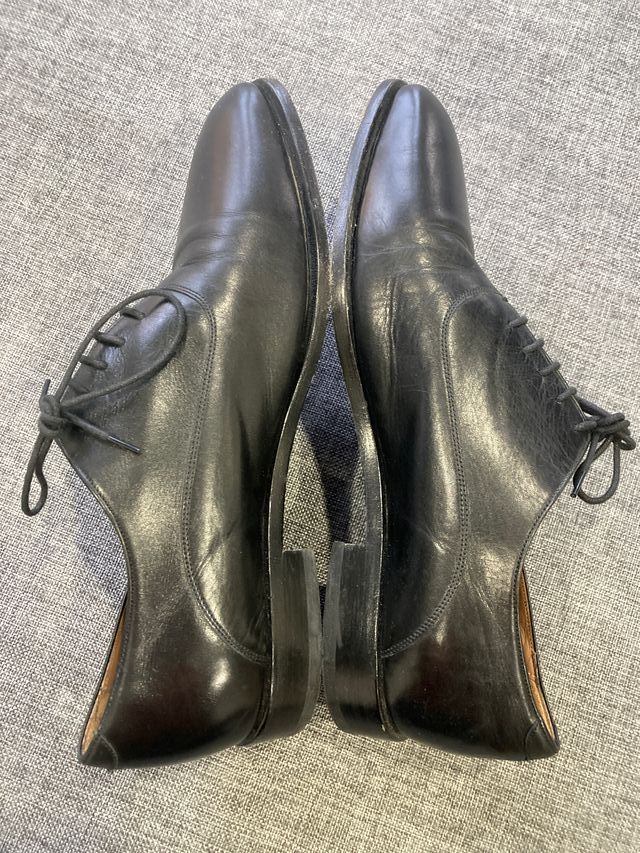 Zapatos Bay Derby negro pala lisa punta americana