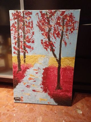 Cuadro a oleo paisaje con relieve