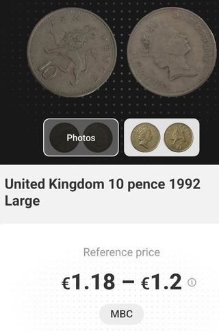 Moneda UK 10 pence 1992 large