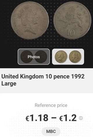 Moneda UK 10 pence 1992