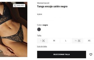 Conjunto WOMEN'SECRET Sujetador y Tanga Negro