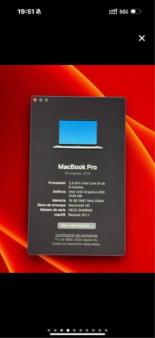 Macbook Pro 16" 2019 i9 16 G RAM 1 TB SSD