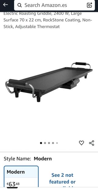 Plancha de asar eléctrica 2400 W.
