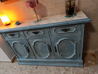 Mueble entrada vintage. Azul mar