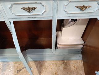 Mueble entrada vintage. Azul mar