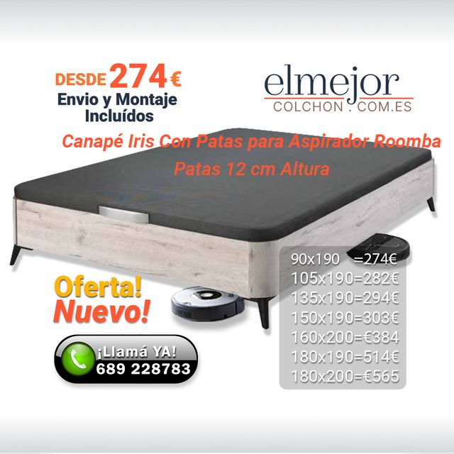 Canapé Iris C Patas 12 Cm Ideal Roomba Oferta env