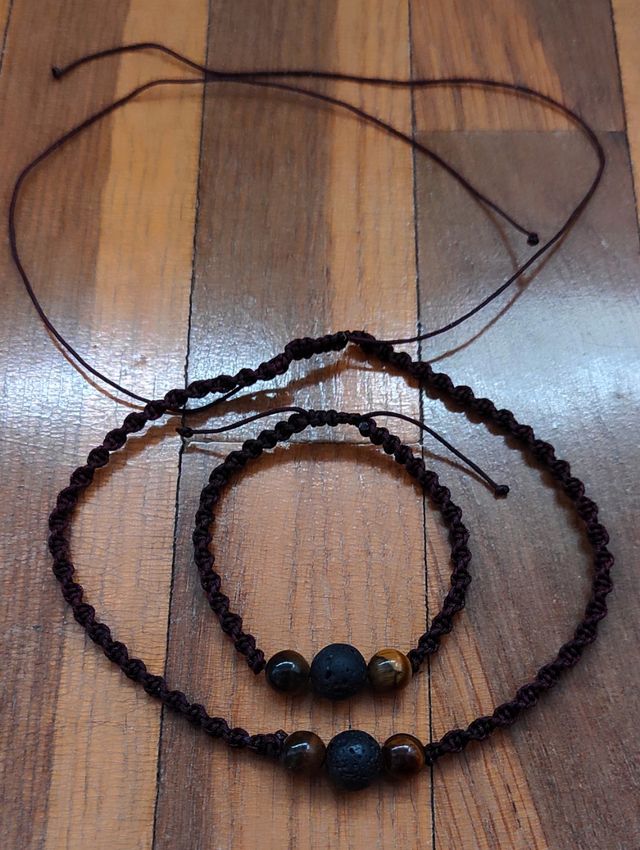 Collar y pulsera espiral ojo de tigre
