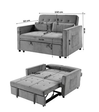 Sofa cama matrimonial en tela gris  379€