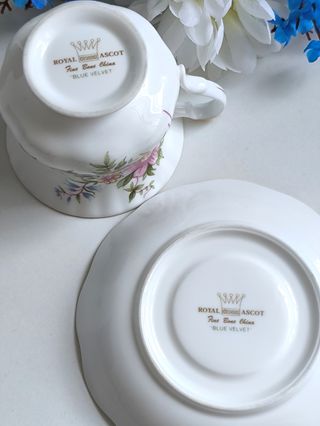 Preciosa taza de té y platillo porcelana