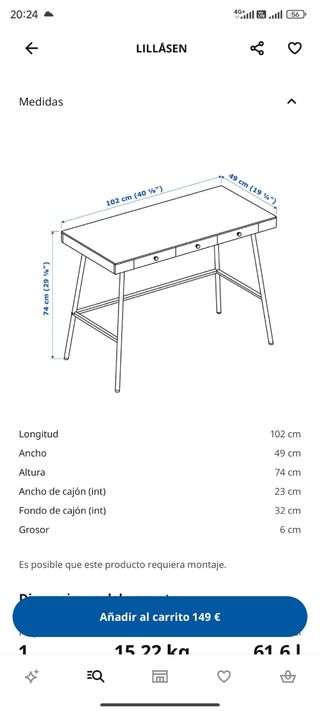 Escritorio Lillasen de Ikea