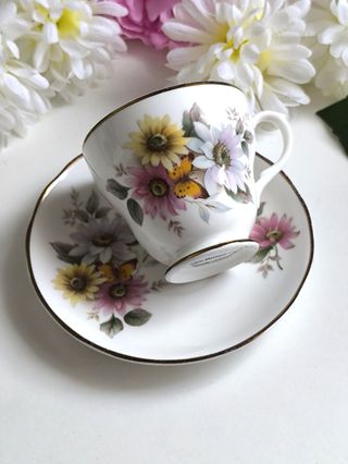 Preciosa taza y platillo porcelana inglesa