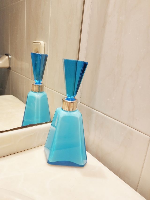 Perfumero vintage cristal y plata años 70