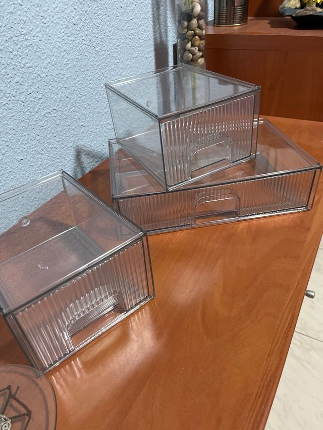 Conjunto 3 cajas almacenamiento PET