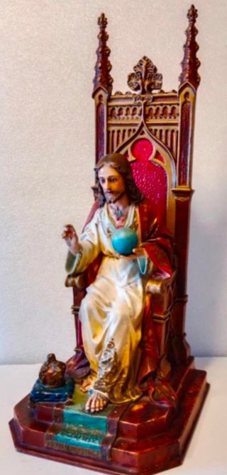 ANTIGUO CRISTO SAGRADO CORAZON ENTRONIZADO OLOT