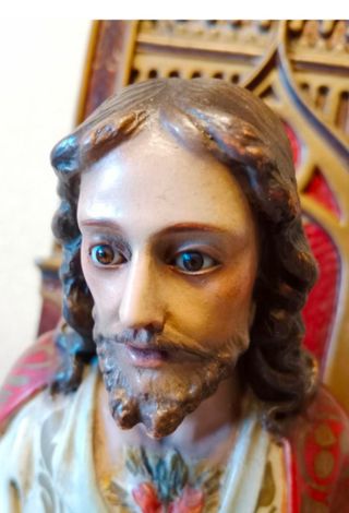 ANTIGUO CRISTO SAGRADO CORAZON ENTRONIZADO OLOT