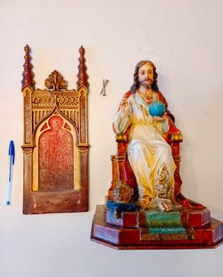 ANTIGUO CRISTO SAGRADO CORAZON ENTRONIZADO OLOT