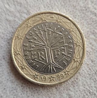 Moneda cotizada 1 Euro francesa arbol vida 1999