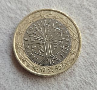 Moneda cotizada 1 Euro francesa arbol vida 1999