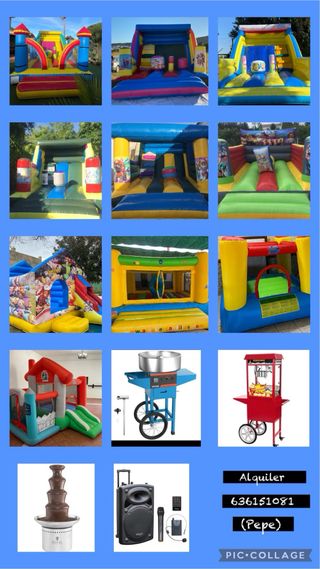 Sillas mesas hinchables plancha botelleros