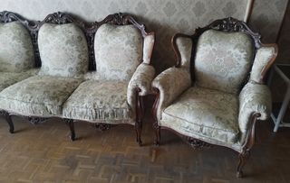 Tresillo y dos butacas estilo Luis XV