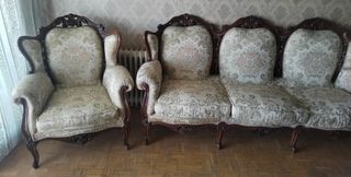 Tresillo y dos butacas estilo Luis XV