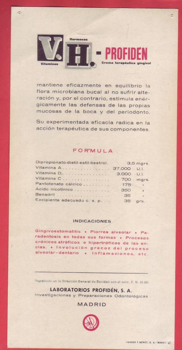 PROFIDEN. ANTIGUO CARTEL PUBLICIDAD.HAUSER Y MENET