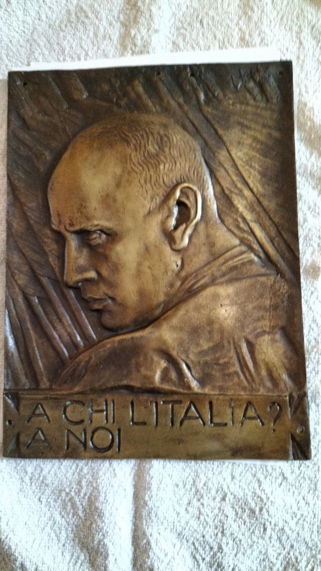 Ventennio Piastra in bronzo Duce