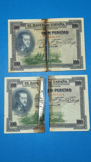 Lote 8 Billetes 100 Pesetas 1.925 y 1.928