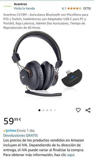 Auriculares bluetooth AVANTREE URGE POR MUDANZA