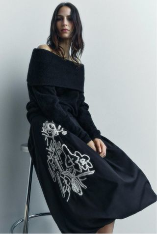 Falda globo bordados