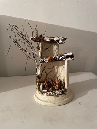 Presepe fatto a mano con tegola