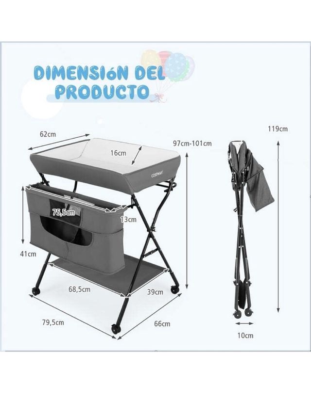 Cambiador plegable cuna de bebe
