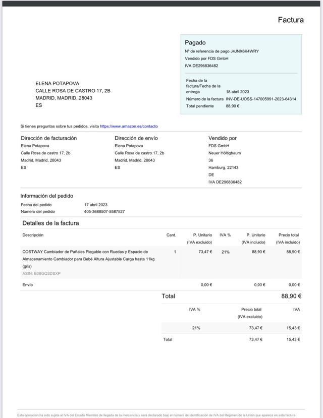 Cambiador plegable cuna de bebe