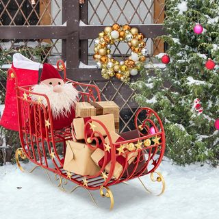 Slitta di Babbo Natale in metallo con ampia area d