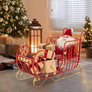 Slitta di Babbo Natale in metallo con ampia area d