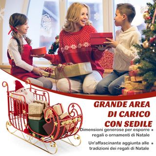 Slitta di Babbo Natale in metallo con ampia area d